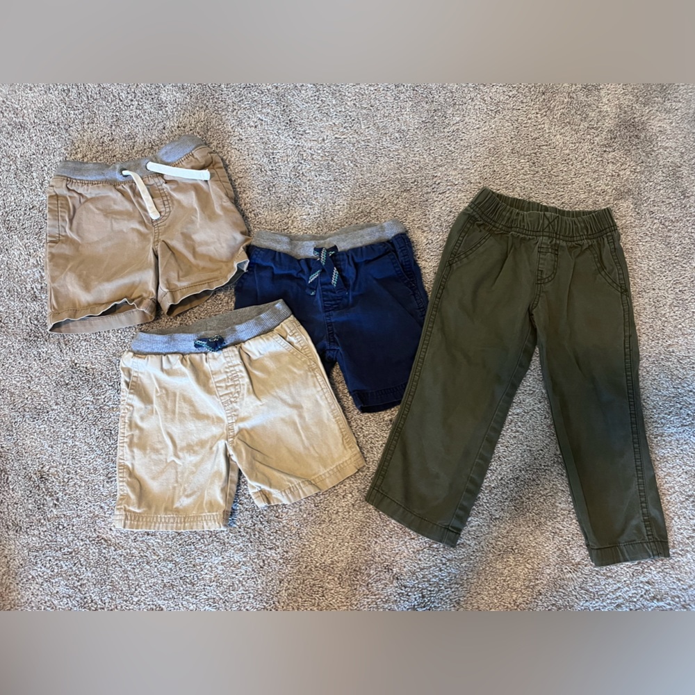 Lot of toddler boy shorts and a pair of pants. Size 2T.